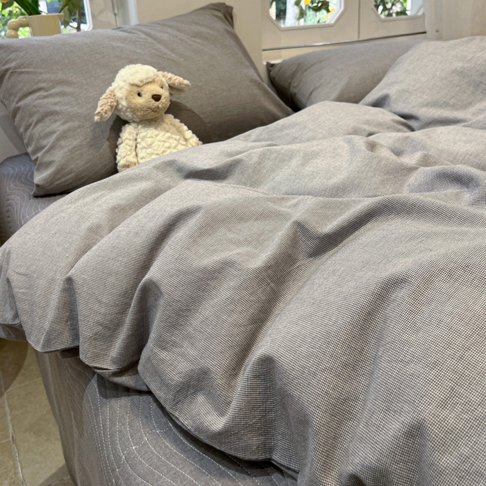 91家纺网 家纺一手货源 找家纺 喜居 2024新款全棉色织被套单被套纯棉被套全棉被套 小千鸟灰