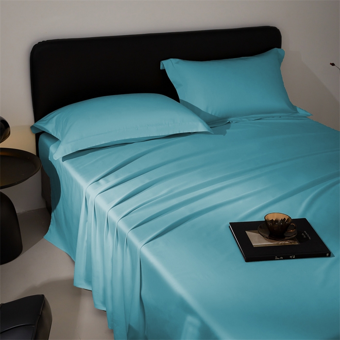 91家纺网 家纺一手货源 找家纺 秀色家纺 2025新款高端酒店纯色50支贡缎长绒棉床单单件纯棉全棉贡缎可裸睡单双人 莫奈-雾霾蓝