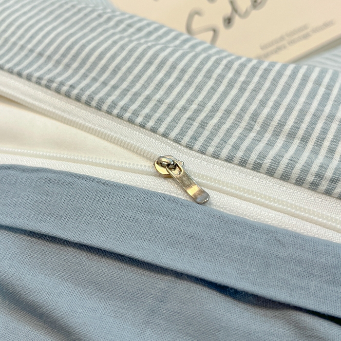 91家纺网 家纺一手货源 找家纺 喜居 2024新款全棉色织被套单被套纯棉被套全棉被套 小密条蓝