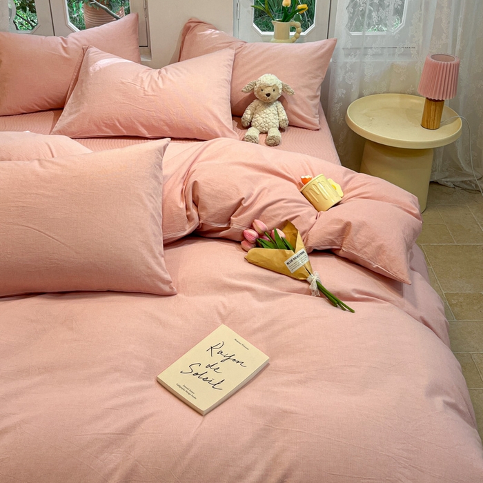 91家纺网 家纺一手货源 找家纺 喜居 2024新款全棉色织被套单被套纯棉被套全棉被套 小千鸟粉