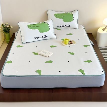 91家纺网 家纺一手货源 找家纺 （总）三味舒屋 2025新款ins韩风小卡通数码印花冰丝席-床笠款