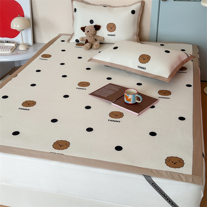 91家纺网 家纺一手货源 找家纺 三味舒屋 2025新款抗菌防螨900D养生细冰藤凉席-床席款 点点曲奇