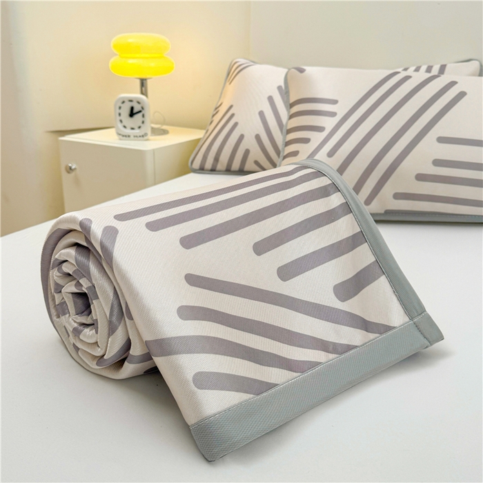 91家纺网 家纺一手货源 找家纺 喜居 2024新款碳光冰丝席冰丝凉席印花冰丝席三件套软凉席子 简约生活