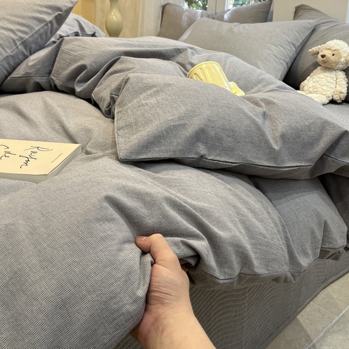 91家纺网 家纺一手货源 找家纺 喜居 2024新款全棉色织被套单被套纯棉被套全棉被套 小千鸟灰