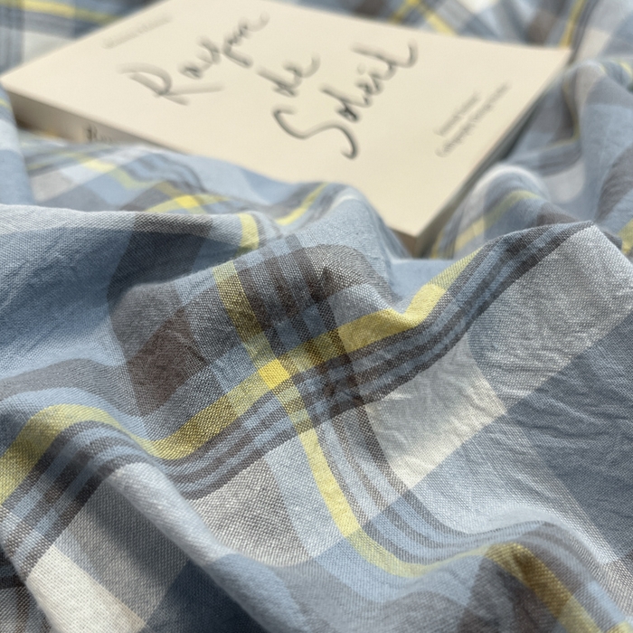 91家纺网 家纺一手货源 找家纺 喜居 2024新款全棉色织被套单被套纯棉被套全棉被套 简兮蓝