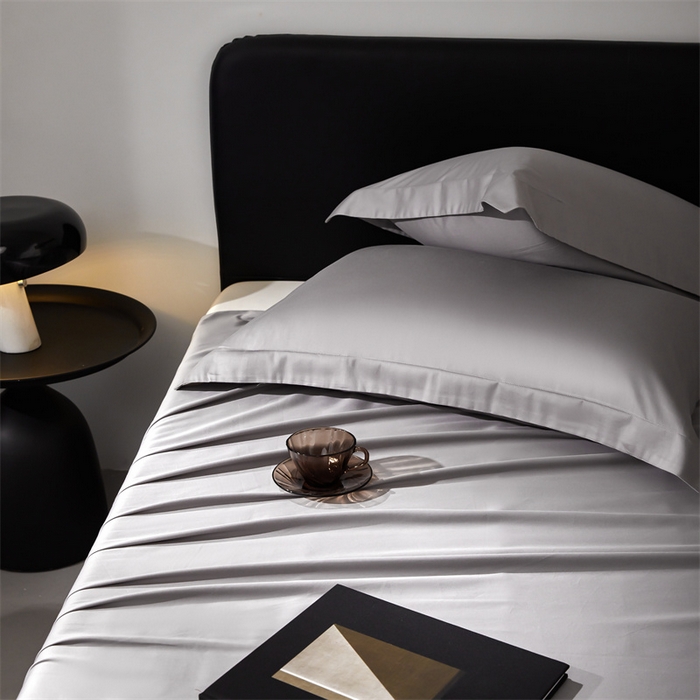 91家纺网 家纺一手货源 找家纺 秀色家纺 2025新款高端酒店纯色50支贡缎长绒棉床单单件纯棉全棉贡缎可裸睡单双人 莫奈-典雅灰