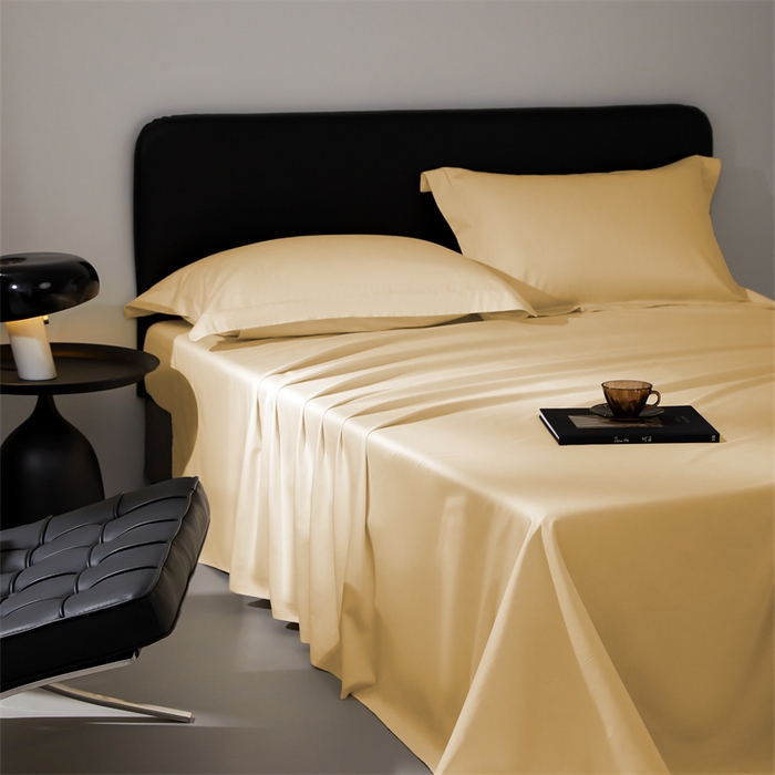 91家纺网 家纺一手货源 找家纺 秀色家纺 2025新款高端酒店纯色50支贡缎长绒棉床单单件纯棉全棉贡缎可裸睡单双人 莫奈-奶茶米