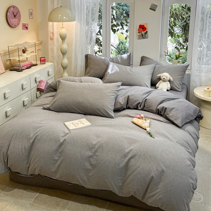 91家纺网 家纺一手货源 找家纺 喜居 2024新款全棉色织被套单被套纯棉被套全棉被套 小千鸟灰