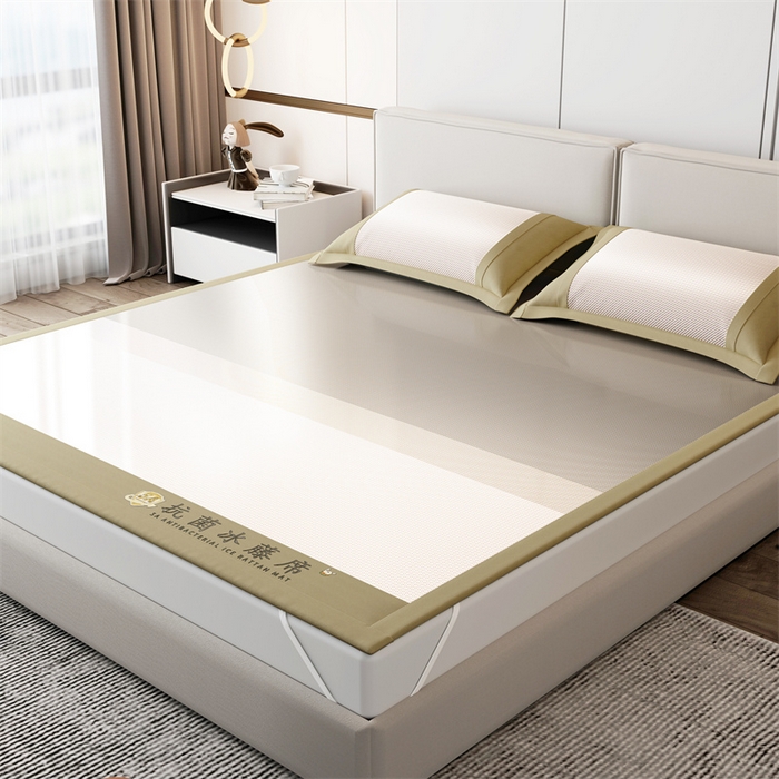 91家纺网 家纺一手货源 找家纺 鑫姿席业 2025新款渐变款亲肤舒适5A抗菌冰丝席 秋香驼（床席款）