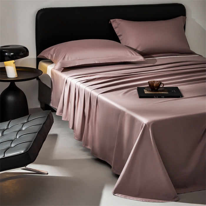 91家纺网 家纺一手货源 找家纺 秀色家纺 2025新款高端酒店纯色50支贡缎长绒棉床单单件纯棉全棉贡缎可裸睡单双人 莫奈-香芋紫