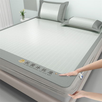 鑫姿席业 2025新款亲肤舒适5A抗菌冰丝席 云母灰（床笠款）