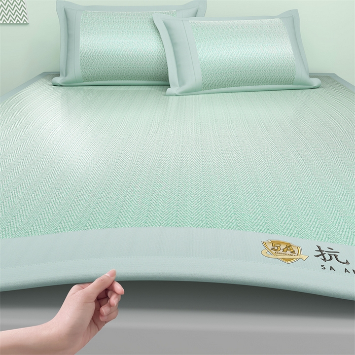 91家纺网 家纺一手货源 找家纺 鑫姿席业 2025新款亲肤舒适5A抗菌冰丝席 云水绿（床席款）