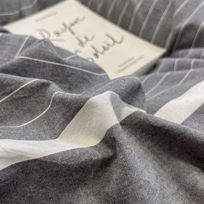 91家纺网 家纺一手货源 找家纺 喜居 2024新款全棉色织被套单被套纯棉被套全棉被套 光阴灰