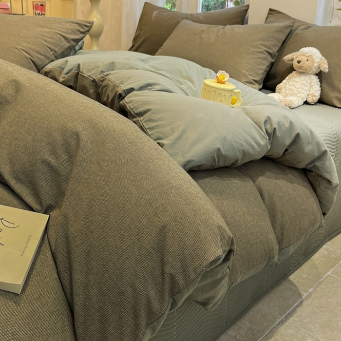 91家纺网 家纺一手货源 找家纺 喜居 2024新款全棉色织被套单被套纯棉被套全棉被套 小千鸟绿