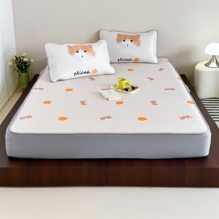 三味舒屋 2025新款ins韩风小卡通数码印花冰丝席-床笠款 米尔-床笠款