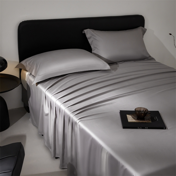 91家纺网 家纺一手货源 找家纺 秀色家纺 2025新款高端酒店纯色50支贡缎长绒棉床单单件纯棉全棉贡缎可裸睡单双人 莫奈-典雅灰