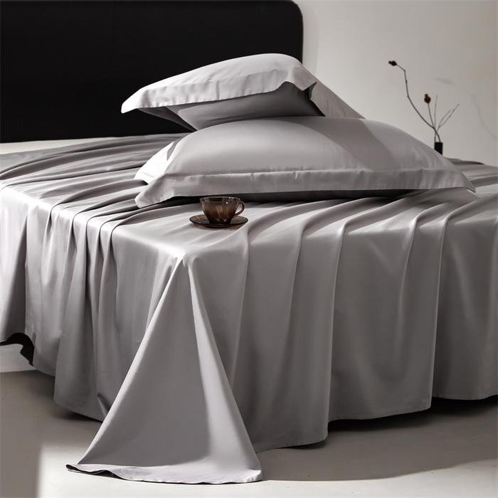 91家纺网 家纺一手货源 找家纺 秀色家纺 2025新款高端酒店纯色50支贡缎长绒棉床单单件纯棉全棉贡缎可裸睡单双人 莫奈-典雅灰