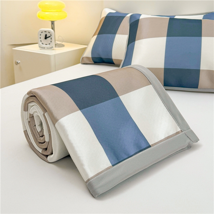 91家纺网 家纺一手货源 找家纺 喜居 2024新款碳光冰丝席冰丝凉席印花冰丝席三件套软凉席子 无印格调