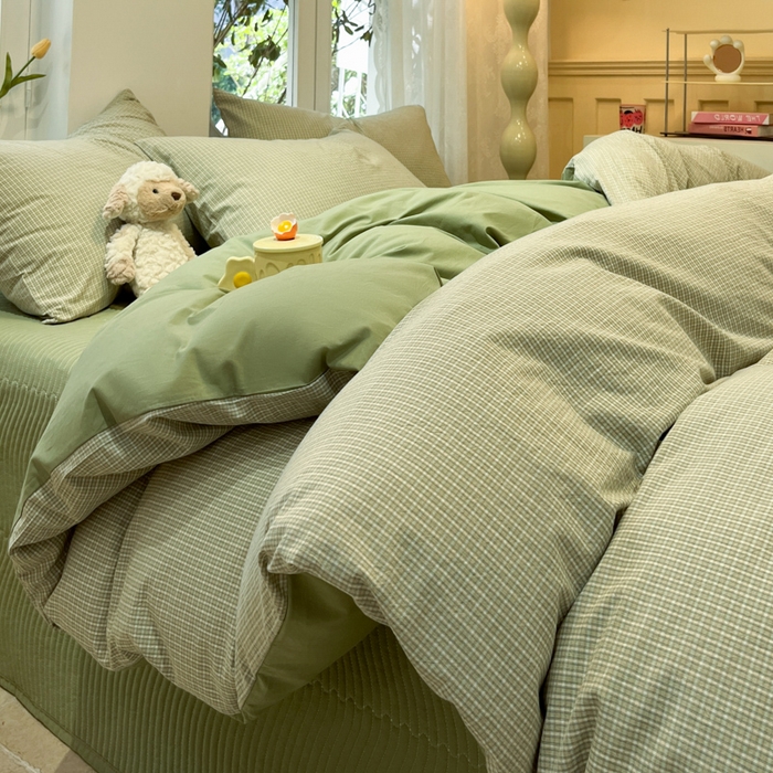 91家纺网 家纺一手货源 找家纺 喜居 2024新款全棉色织被套单被套纯棉被套全棉被套 初春格