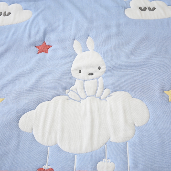 91家纺网 家纺一手货源 找家纺 朴尔家纺-毛巾被 2024新款全棉十层纱布加厚儿童盖被毛巾被-朴尔 云朵兔兰