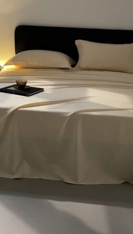 91家纺网 家纺一手货源 找家纺 秀色家纺 2025新款高端酒店纯色50支贡缎长绒棉床单单件纯棉全棉贡缎可裸睡单双人 莫奈-奶茶米