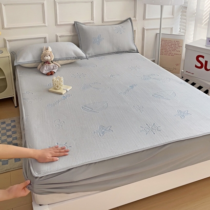 91家纺网 家纺一手货源 找家纺 （总）富馨莱 2024新款A类速凉凉豆豆床席绑带款床笠款凉席系列-床笠