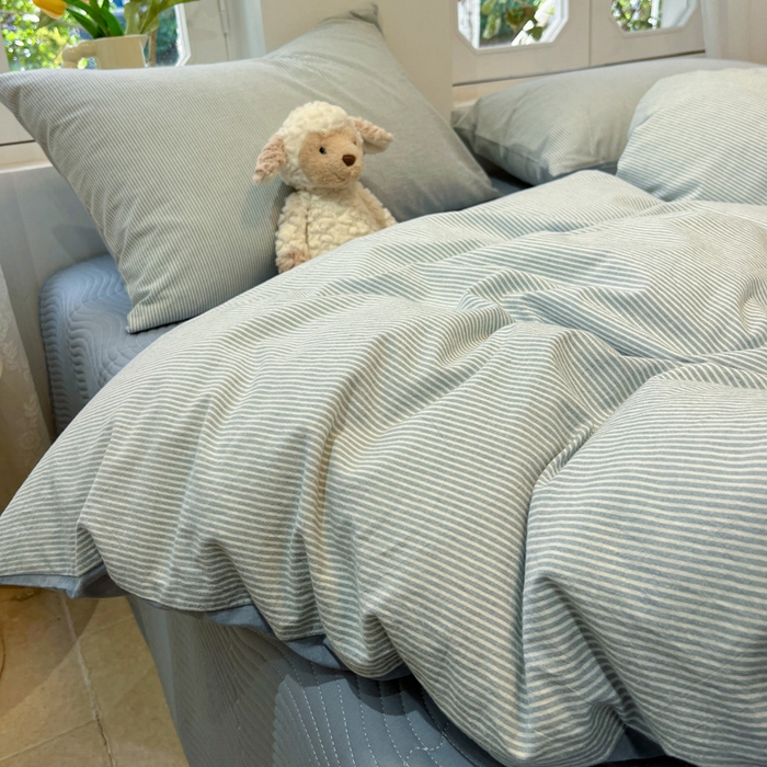 91家纺网 家纺一手货源 找家纺 喜居 2024新款全棉色织被套单被套纯棉被套全棉被套 小密条蓝