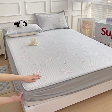 91家纺网 家纺一手货源 找家纺 （总）富馨莱 2024新款A类速凉凉豆豆床席绑带款床笠款凉席系列-床笠