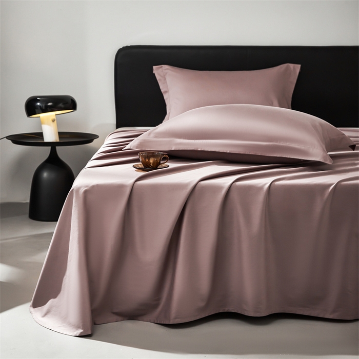 91家纺网 家纺一手货源 找家纺 秀色家纺 2025新款高端酒店纯色50支贡缎长绒棉床单单件纯棉全棉贡缎可裸睡单双人 莫奈-香芋紫