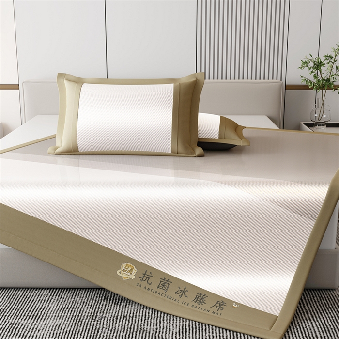 91家纺网 家纺一手货源 找家纺 鑫姿席业 2025新款渐变款亲肤舒适5A抗菌冰丝席 秋香驼（床席款）