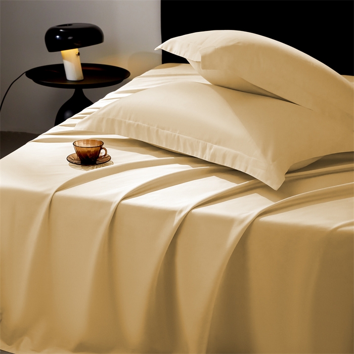 91家纺网 家纺一手货源 找家纺 秀色家纺 2025新款高端酒店纯色50支贡缎长绒棉床单单件纯棉全棉贡缎可裸睡单双人 莫奈-奶茶米