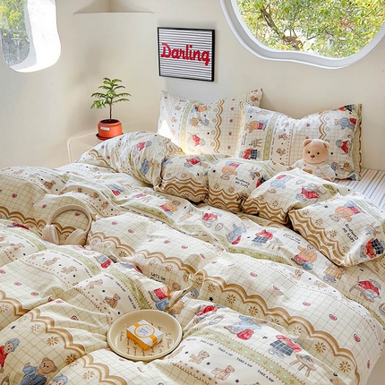 91家纺网 家纺一手货源 找家纺 （总）田野 2024新款13372全棉INS印花四件套