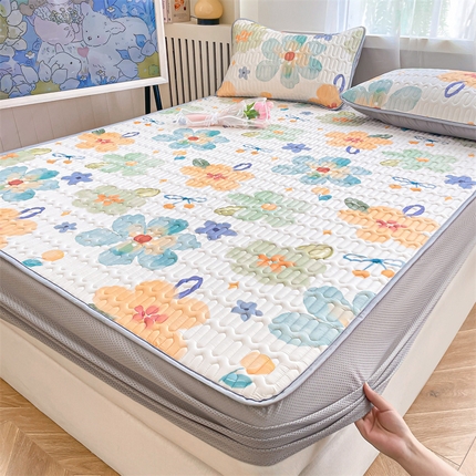 布卢姆床垫 2025新款5mmA类乳胶凉席床笠套件夏被组合 彩色花园