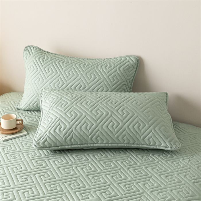 91家纺网 家纺一手货源 找家纺 古吉梦 2024新款水洗棉磨毛夹棉床笠 夹棉床笠-青石绿