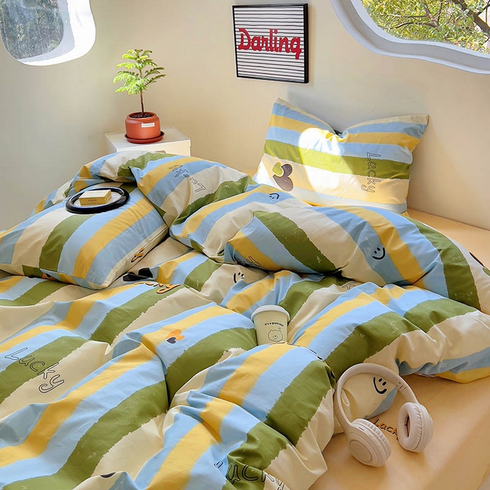 91家纺网 家纺一手货源 找家纺 田野 2024新款13372全棉INS印花四件套 甜心布妮