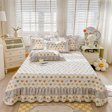 宜凡家纺 2024新款全棉复古印花床盖三件套 甜蜜生活