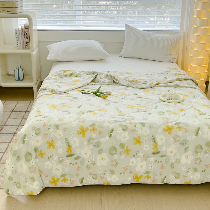 91家纺网 家纺一手货源 找家纺 久典家居 2024新款A类氨纶抗菌印花凉感丝夏被空调被 繁花