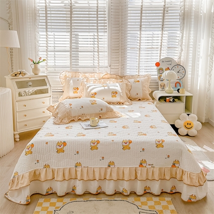 宜凡家纺 2024新款全棉复古印花床盖三件套 趣味小龙