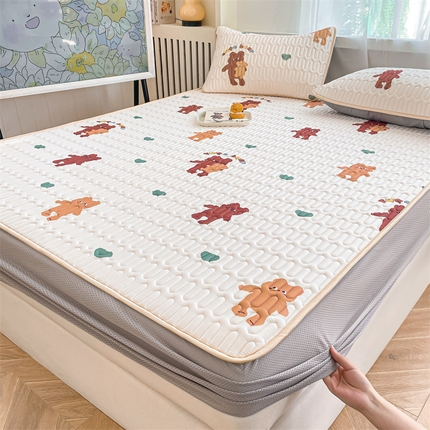 布卢姆床垫 2025新款5mmA类乳胶凉席床笠套件夏被组合 爱心熊