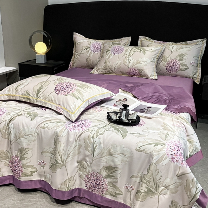 91家纺网 家纺一手货源 找家纺 佳品居 2024新款直播水洗天丝夏被冰丝夏凉被空调被四件套 花团锦簇