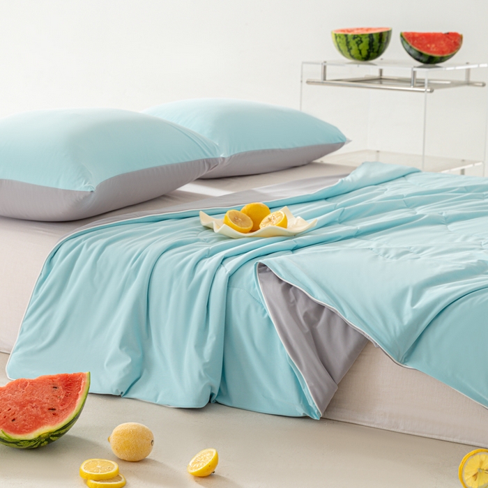 91家纺网 家纺一手货源 找家纺 佳居缘 2024新款西瓜冰柠被空调被夏被 天空蓝