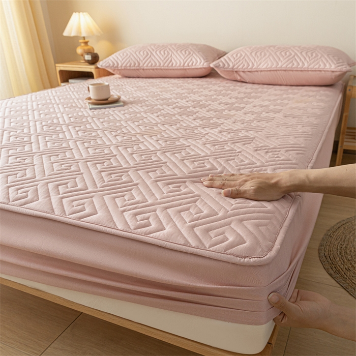 91家纺网 家纺一手货源 找家纺 古吉梦 2024新款水洗棉磨毛夹棉床笠 夹棉床笠-豆沙