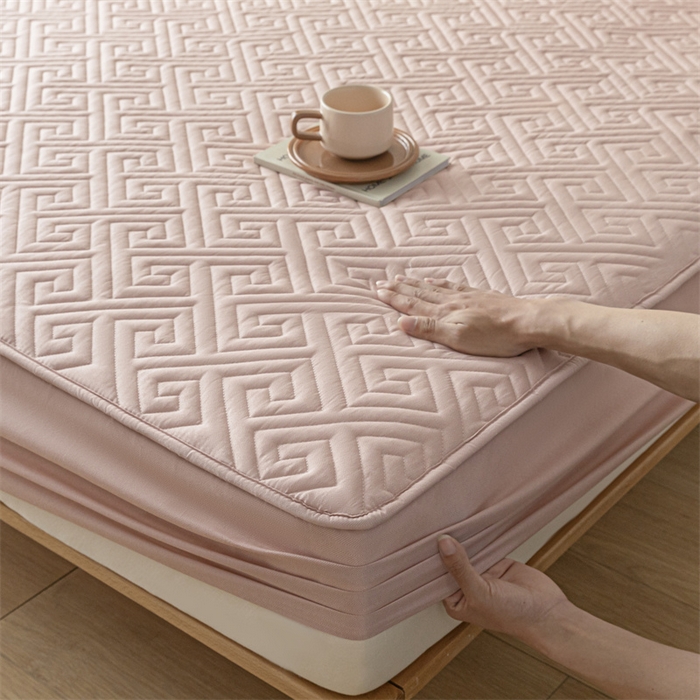 91家纺网 家纺一手货源 找家纺 古吉梦 2024新款水洗棉磨毛夹棉床笠 夹棉床笠-豆沙