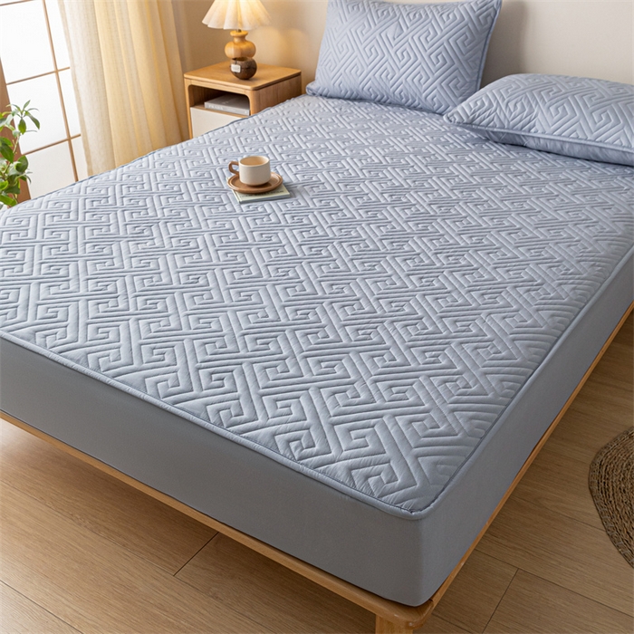 91家纺网 家纺一手货源 找家纺 古吉梦 2024新款水洗棉磨毛夹棉床笠 夹棉床笠-雅灰紫