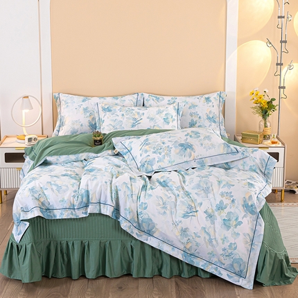 91家纺网 家纺一手货源 找家纺 （总）木兰花 2024新款全棉13376精梳棉数码印花床盖款四件套