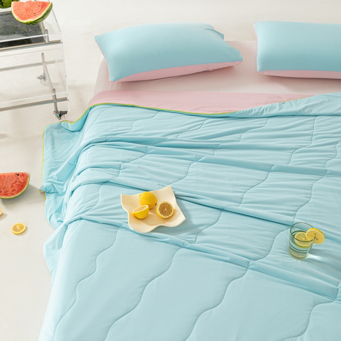 91家纺网 家纺一手货源 找家纺 佳居缘 2024新款西瓜冰柠被空调被夏被 西瓜粉