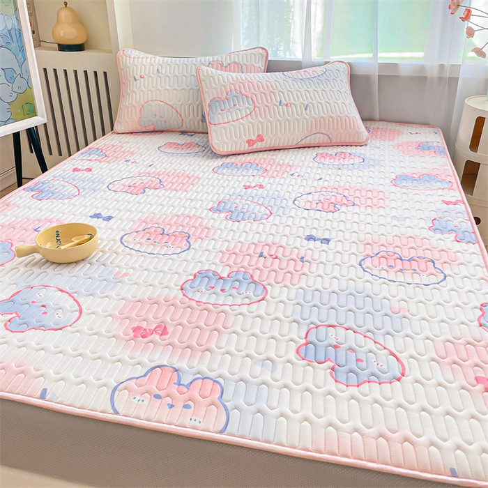 91家纺网 家纺一手货源 找家纺 布卢姆床垫 2025新款5mmA类乳胶凉席床笠套件夏被组合 蝴蝶兔