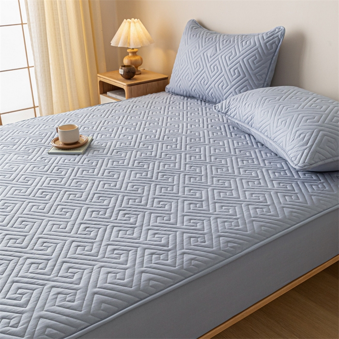 91家纺网 家纺一手货源 找家纺 古吉梦 2024新款水洗棉磨毛夹棉床笠 夹棉床笠-雅灰紫