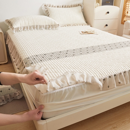 宜凡家纺 2024新款0.6乳胶床笠凉席 爱心 瓷白