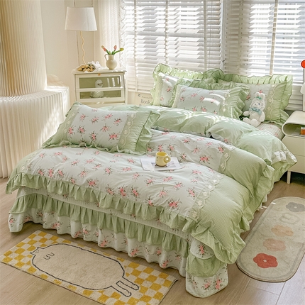 91家纺网 家纺一手货源 找家纺 宜凡家纺 2024新款全棉复古印花床盖四件套 悠香沁人